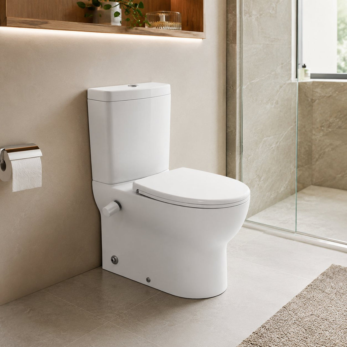 كمبنشن روزيتا ارضي ملاصق للحائط بسيديلي ذاتي الغلق ابيض من سانيبيور